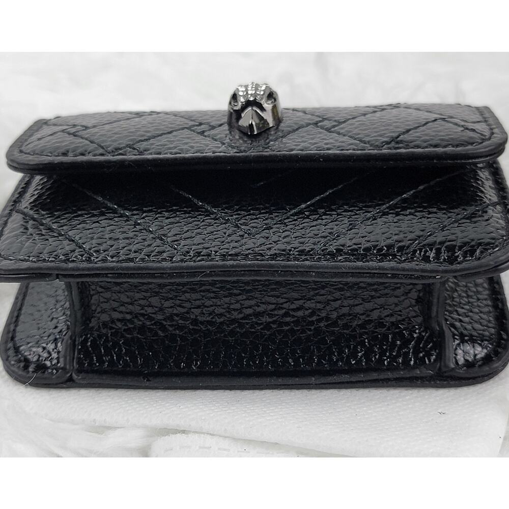 Designer Micro Mini Purse Black Crossbody 24" Chain Magnetic Snap Bag Eagle New - Picture 6 of 10